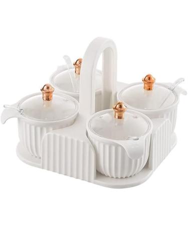 Condiment Dispenser, Seasoning Box, Rotating Seasoning Box for Kitchen, Home, Creative Condiment Jars, Portable Quarter Compartment Container, Simple Spice Jars (