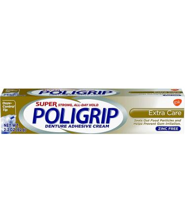 SUPER POLIGRIP Denture Adhesive Cream Extra Care 2.20 oz - Pack of 6 - Buy Online on GoSupps.com