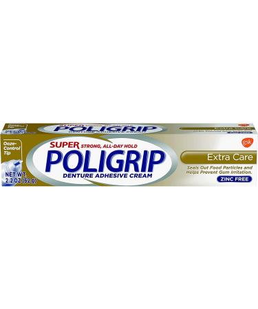 Super Poligrip Extra Care Denture Adhesive Cream with Poliseal - 2.2 oz - 2 pk