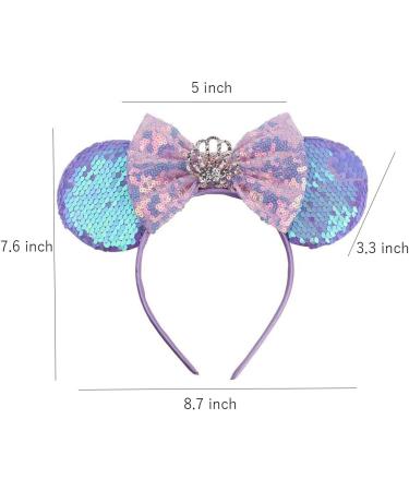 Kovcfon Mouse Ears Cosplay Party Headband Shiny Bow Mouse Ears Cute Headband Girls Ladies Princess Party Decorations Cosplay (Purple) - Buy Online on GoSupps.com