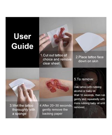 Zombie Makeup Halloween Tattoos - 11 Sheets Fake Blood, Scars & Wounds Kit for Kids and Adults - Buy Online on GoSupps.com