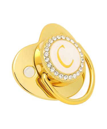 Golden Baby Pacifier with Clips - Safe Curved Design & Customizable 26 Letters for 6-18 Months - Buy Online on GoSupps.com