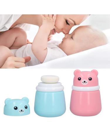 2 Pack Baby Powder Container with Puff - Cute Bear Face Dispenser for Newborn Bathing & Travel - Ideal Baby Powder Puff Case - Buy Online on GoSupps.com