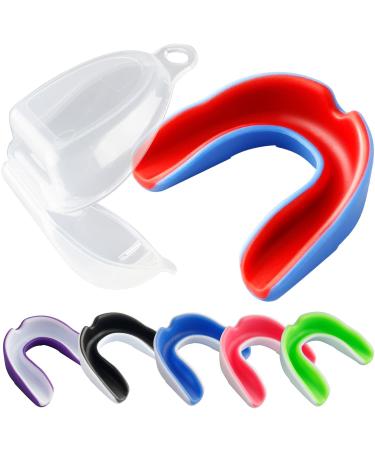 Vanmor 6 Pack Youth Mouth Guard Sports Mouthguard for Kids Double Colored Teeth Braces with Case for Football Basketball Boxing MMA Hockey Lacrosse Rugby Taekwondo, Moldable Mouthpiece for Boys Girls