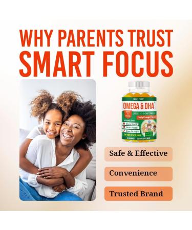 Focus Supplement for Teens & Kids Brain Focus Gummies for Concentration Memory Clarity & Attention | Omega DHA Plant-Based 60 Gummies | Teen Brain Vitamins & Kids Focus Vitamins Fish-Oil-Free - Buy Online on GoSupps.com