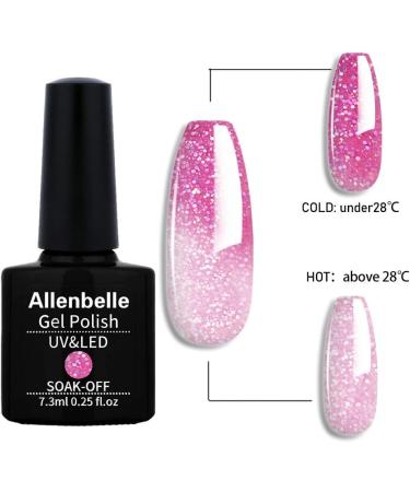 Allenbelle Mood Chameleon Colour Changing Gel Nail Polish Set - Purple, Pink, Red, Blue, Lavender to Milk - Soak Off UV LED Thermal Temperature Art Manicure Kit 016 - Buy Online on GoSupps.com