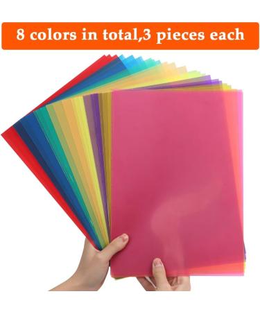 BUYGOO 24Pcs Transparent Color Correction Lighting Gel Filter - Colored Gel Light Filter Plastic Sheet  8.5 x 11 Inch  8 Assorted Colors - Buy Online on GoSupps.com