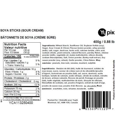 Yupik SOYA Sticks (Sour Cream) Crunchy Snack 0.4Kg 400 g (Pack of 1) - Buy Online on GoSupps.com