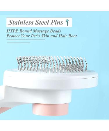 SimpleDot Self Cleaning Slicker Brush for Dogs and Cats - Pet Grooming Brush for Undercoat and Loose Hair Removal - Massages and Detangles - Suitable for All Hair Types - Pink - Buy Online on GoSupps.com