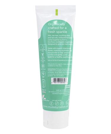 RADIUS USDA Organic Toothpaste 3oz - Mint Aloe Neem, Non-Toxic, Gluten-Free, Cavity Prevention, Gum Health - Buy Online on GoSupps.com