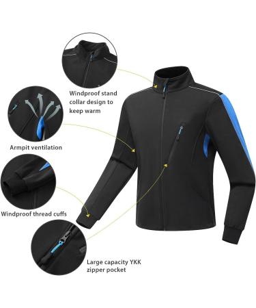 Wantdo Men's Winter Cycling Thermal Jacket - Windproof & Waterproof Fleece Windbreaker - Reflective - Large - Blue - Buy Online on GoSupps.com