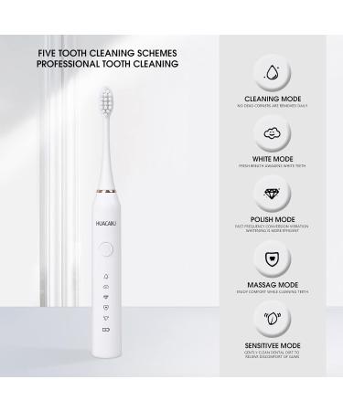 Automatic Touch Control 5-Speed Sonic Electric Toothbrush for Adults - Rechargeable Dental Cleaning (White) | Fast International Shipping - Buy Online on GoSupps.com