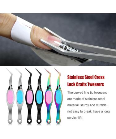 Tweezer Crafts Crossing Lock Stainless Steel Multifunction Reverse Grip Nail Repair Tool Eyelashes Jewelry Beading Black - Buy Online on GoSupps.com