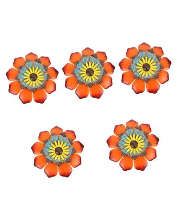 Toddmomy 5 Pcs Sunflower Wall Hanging Ornament Outdoor Metal Wall Art Iron Sunflower Adornment American Style Assorted Colorx5pcs 28.3X28.3X2.5CMx5pcs