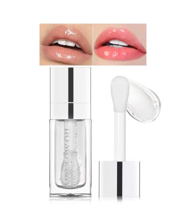 Prreal Tinted Lip Oil Plumping Lip Gloss Hydrating Lip Glow Oil Lip Care Moisturizing Clear Toot Lip Oil for Dry Lips Water Glossy Glass Lip Oil Gloss Non-Sticky Shine Lip Tint (Transparent)