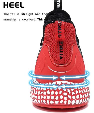 WETIKE Kids Mesh Slip On Running Sneakers - Energy Red Plaid | Lightweight & Breathable - Buy Online on GoSupps.com