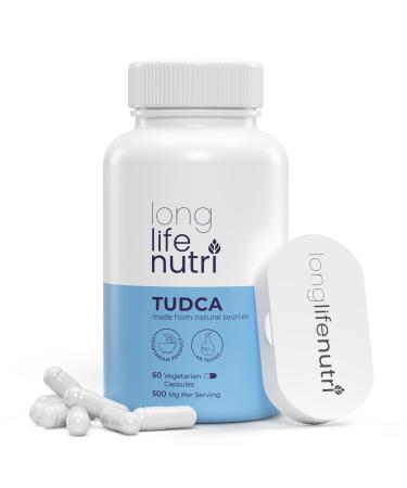 TUDCA 500mg 60 Vegetarian Capsules | Tauroursodeoxycholic Acid Bile Salt Supplement | Liver Support Detox and Gallblader Cleanse | 500 mg Per Serving Pure Powder - 30 Days Supply | Made in USA 30.0 Servings (Pack of 1)