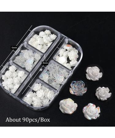 Flower Nail Art Glitters DIY 3D White Floral Nail Stud Sequins for Salon Gift Nail Art Sequins - Buy Online on GoSupps.com