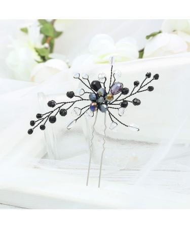 Bride Wedding Black Hair Pins | Bridal Hair Accessories for Women & Girls - HP054 - Buy Online on GoSupps.com