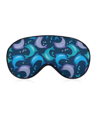 Dolphins and Bubbles Sleep Mask Eye Cover for Sleeping Blindfold with Adjustable Strap Blocks Light Night Travel Nap for Men Women