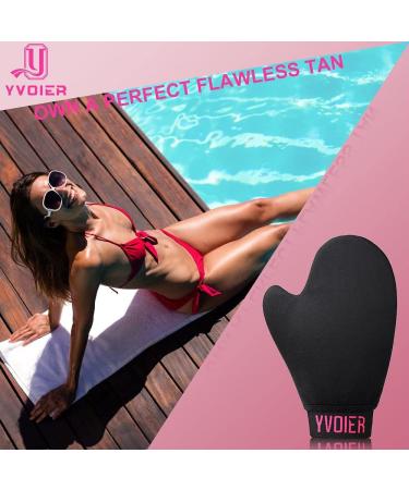 YVOIER Self Tanner Mitt Applicator | Velvet Black & Pink Tanning Gloves for Flawless Sunless Tan - Buy Online on GoSupps.com