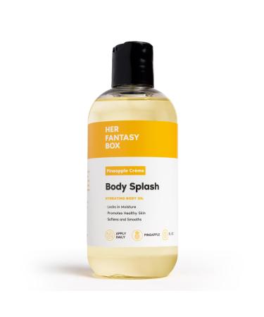 Her Fantasy Box | Body Splash Hydrating Body Oil (Pineapple Creme) - Moisturizing Non-Greasy Formula for Soft Smooth Skin - All-Natural Lightweight & Nourishing Pineapple Creme 8 Fl Oz (Pack of 1)
