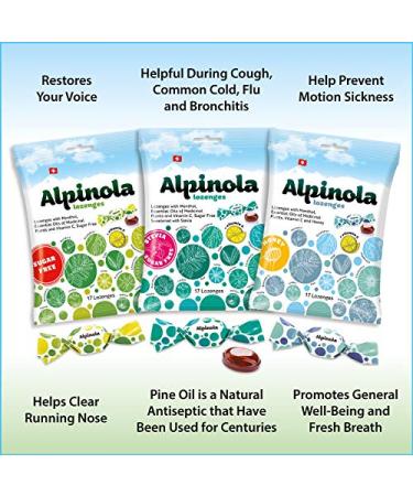 Alpinola Lozenges with Menthol Essential Oils VIT C and Honey 17 Count - Buy Online on GoSupps.com