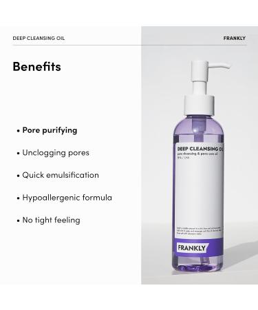 FRANKLY Deep Cleansing Oil - BHA & LHA Blackhead Remover Makeup Remover | Hydrating Korean Skincare for All Skin Types | Vegan & Cruelty-Free | 6.8 oz - Buy Online on GoSupps.com
