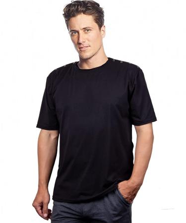 Unisex Shoulder Surgery Rehab Shirt with Discreet Snaps | Chemo Clothing | Short Sleeve Men & Women (Black, X-Large) - Buy Online on GoSupps.com