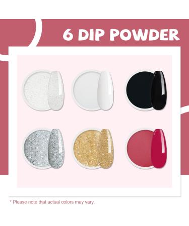 Mobray Dip Powder Nail Set - 6 Classic Colors Starter Kit for French Manicure DIY Salon Home Gifts - No Lamp Needed - Buy Online on GoSupps.com