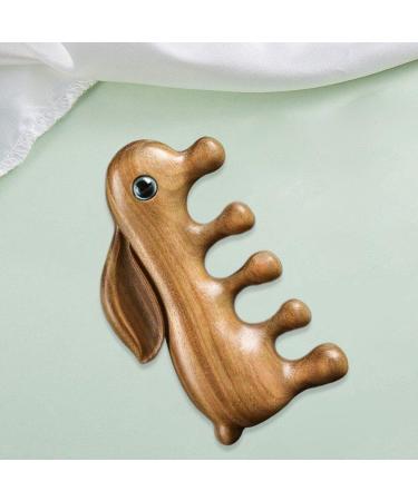 Rabbit-Shaped Wooden Massage Comb for Scalp & Hair Growth | Natural Sandal Wood Head Massage Device - Buy Online on GoSupps.com