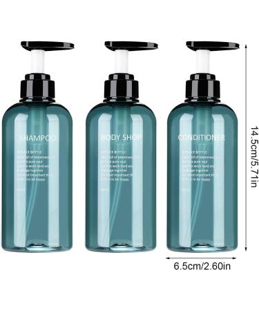 GUSENGO 3-Piece Refillable Plastic Shampoo Bottles - Travel Size 300ml/500ml for Lotions Essential Oils & Rinsing - Blue Donor Containers - Buy Online on GoSupps.com
