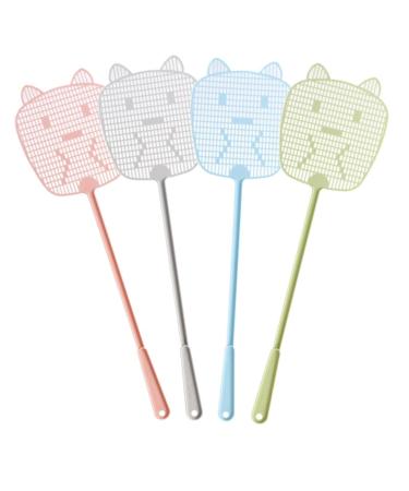 KKRAUS 4 Pack Fly Swatter Manual Plastic Long Handle Fly Swatters Heavy Duty Flyswatter for Indoor Outdoor Mosquitoes Bees Fly Killer