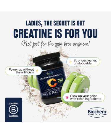 Biochem Micronized Creatine Monohydrate Powder Muscle Strength & Endurance Support Clean Vegan Formula Certified Gluten Free K-Parve & Keto 17.6 oz - 100 Servings - Buy Online on GoSupps.com