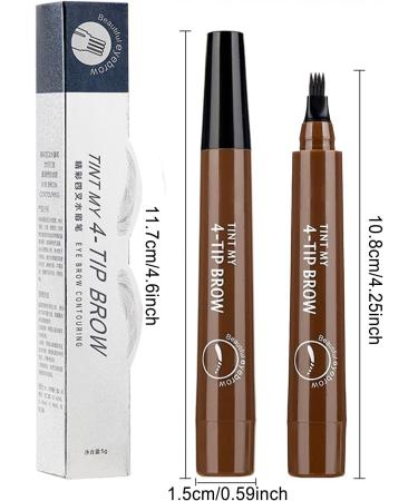 Waterproof Eyebrow Pencil | Eye Makeup Brow Pencil with 4-Point Tip Applicator - Precise Application Waterproof Eyebrow Pens for Natural Eyebrow Hair Hixip 02 Dark Brown - Buy Online on GoSupps.com