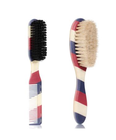 DEZP 2 PCS Sleek bun brush beard brush beard comb beard brush nylon wool Can be used with all beard balms and oils