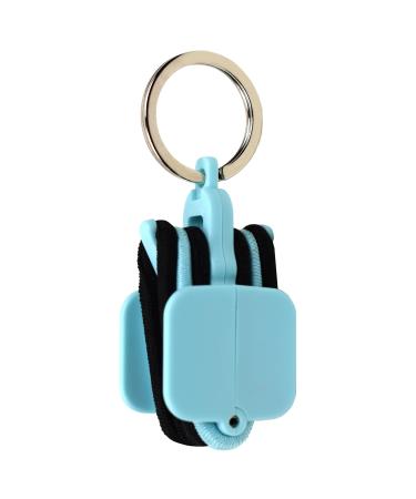 Portable Hair Tie Holder/Hub with Set of 3 Hair Ties (Light Blue)