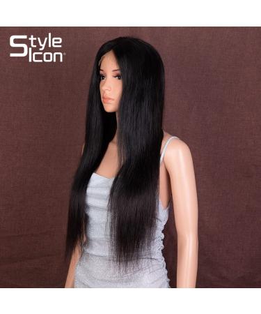 Buy 26 Inch Human Hair Lace Front Wig - Brazilian Virgin Remy Hair 150% Density Free Crown Smooth Black Hair for Women - Buy Online on GoSupps.com