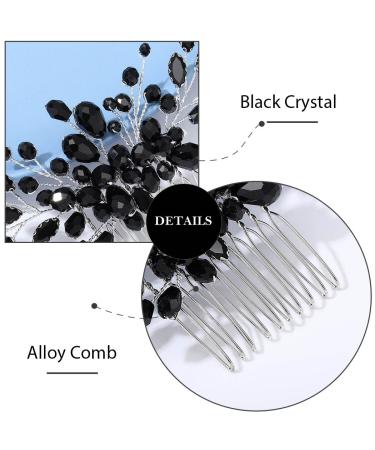 Earent Black Crystal Wedding Hair Comb - Elegant Bridal Side Combs for Women and Girls - Buy Online on GoSupps.com