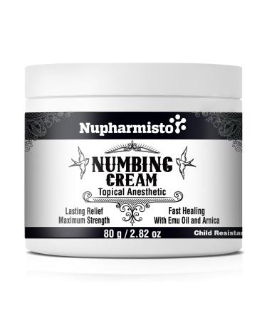 Nupharmisto Numbing Cream Maximum Strength : Long Lasting Numbing Cream with 5X Numbing - Emu Oil and Arnica 80 g / 2.82 oz 1 Pack (1 Jars 2.82 oz)