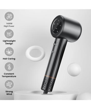 High-Speed Hair Dryer - 110K RPM Negative Ionic 1600W Blow Dryer with LED Display 3 Temps 2 Speeds Low Noise Magnetic Nozzle - International Shipping Available - Buy Online on GoSupps.com