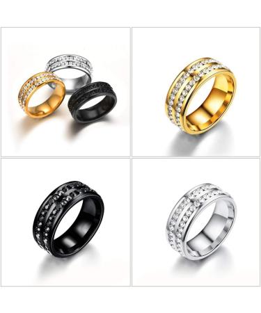 WaNana Fashion Titanium Steel Double-Row Drill Ring Micro Magnetic Weight Loss Ring Fat Burning Slimming Finger Ring Slim Tools Slimming Product Silver 8 - Buy Online on GoSupps.com