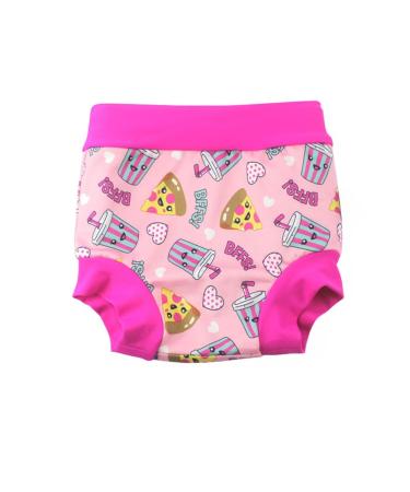 BabyPreg baby child swimming letters cover diaper with high waist abdominal protection bathing shorts (pink (flower) 3-5 years) pink (flower) 3-5 years (1 Pack)