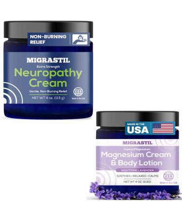 Basic Vigor Migrastil Extra Strength Neuropathy Cream & Lavender Magnesium Cream Bundle
