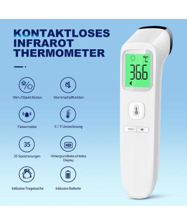 Buy Fieberhermometer Contactless Thermometer - Digital Infrared for Babies & Adults | Fever Alarm & 35 Memory Recall | Accurate LCD Display - Buy Online on GoSupps.com