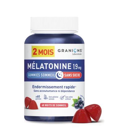 GRANIONS - Melatonin Sleep Gummies 1.9 mg - MELATONIN GUMMIES 2 MONTH FORMAT - Adult Sleep Food Supplement - Mel