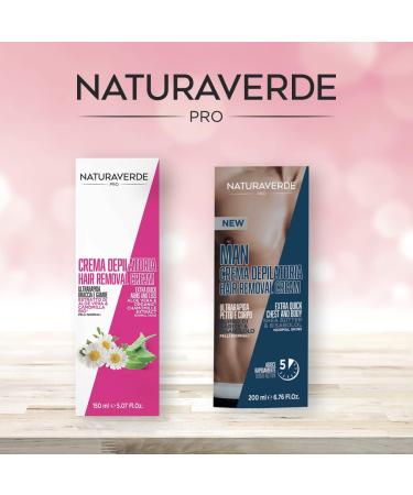  Naturaverde Naturaverde | PRO - Hair Removal Cream with Organic Aloe Vera and Chamomile Extract Arm and Leg Cream Ultra-Fast Act Men's Hair Removal Cream for Hair Body 150 ml Pot - Buy Online on GoSupps.com
