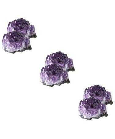 FOMIYES 6 Pcs Natural Crystal Cluster Crystal Stone Adorn Accessories Amethyst Cluster Natural Minerals