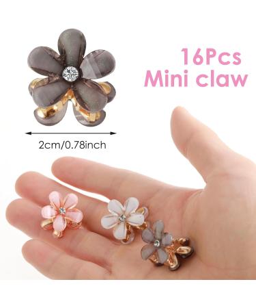 cobee 16PCS Flower Hair Clips Crystal Rhinestone Petal Hair Clip Small Hair Clip Mini Hair Claw Clip Fashion Hair Accessories for Women Girl Birthday Wedding Party Daily (Black Beige Pink Orange) - Buy Online on GoSupps.com
