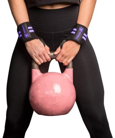 Womens Wrist Wraps with Thumb Loops - 12 Professional Grade - Support Brace for Weightlifting, Powerlifting - Black/Purple - Buy Online on GoSupps.com